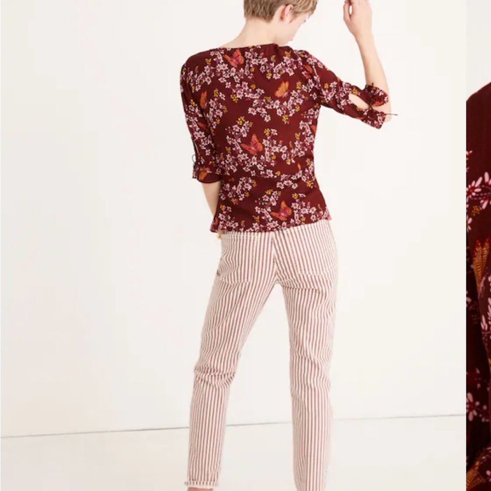 Madewell Tie-Sleeve Wrap Top in Butterfly Sanctuary - Picture 4 of 10